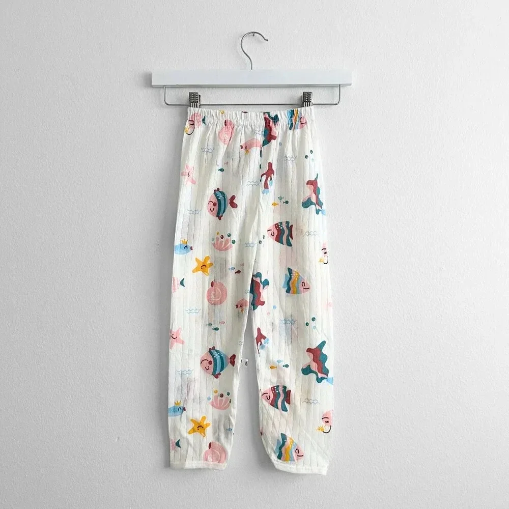 NWT Cute Girls Sleep N' Play Short Sleeve Top & Pants Pajamas Set Sea Fishes 7Y